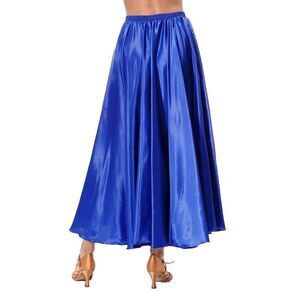 Shiny Satin Belly Dance Skirt Elastic Waist Maxi Swing Skirt